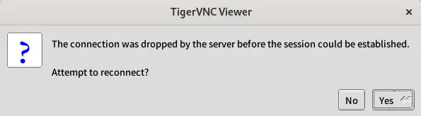 The connection was dropped by the server before the session could be established.